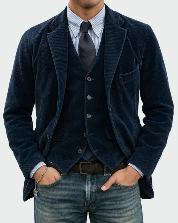 Timo – Zweiteiliges Set: Jacke und Weste mit Rippstrickmuster