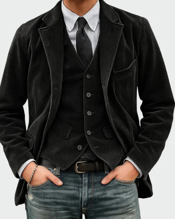 Timo – Zweiteiliges Set: Jacke und Weste mit Rippstrickmuster