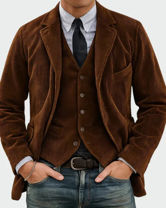 Timo – Zweiteiliges Set: Jacke und Weste mit Rippstrickmuster