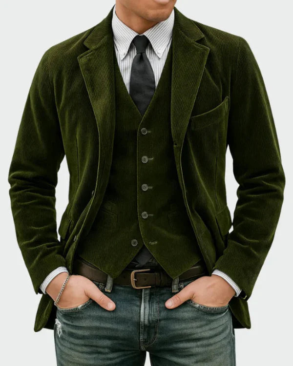 Timo – Zweiteiliges Set: Jacke und Weste mit Rippstrickmuster