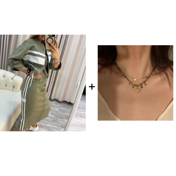 ❄️LETZTER TAG – 60 % RABATT 💖 Damen-Set aus Stehkragenjacke und Kleid